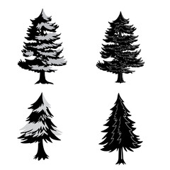 set of christmas trees
