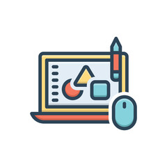 Color illustration icon for graphical 