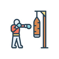 Color illustration icon for boxing 