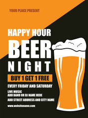 happy hour beer party flyer poster social media post design