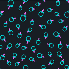 Line Mate tea icon isolated seamless pattern on black background. Vector