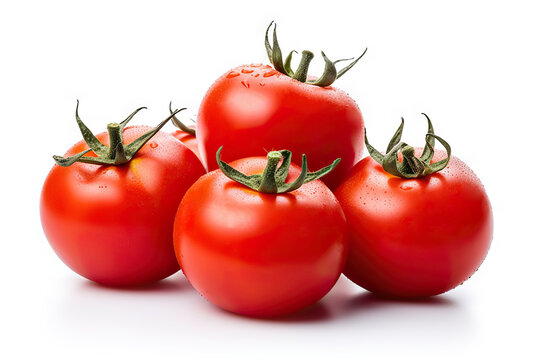 Fresh and Juicy Wet Tomatoes Bunch Isolated on White Background. created with Generative AI