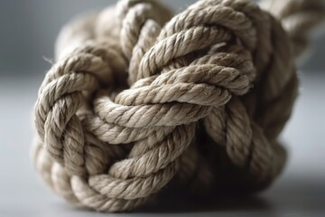 Linen rope knot isolated on white background. Generative AI