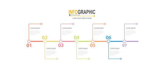 Infographic 7 steps Timeline in 1 week template business data illustration