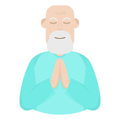 The Elderly People Old Man Yoga Pose Meditation Relaxed Half Body
