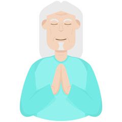 The Elderly People Old Man Yoga Pose Meditation Relaxed Half Body

