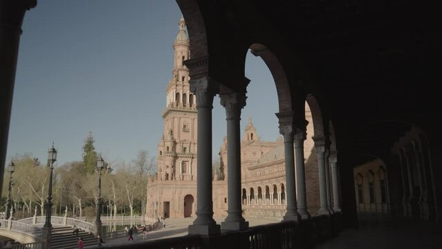 The Plaza de Espa&ntilde;a Spain Square in The Morning Seville, Spain