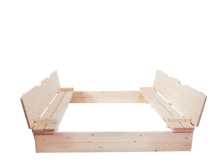 children's wooden sandbox transformer with a bench lid