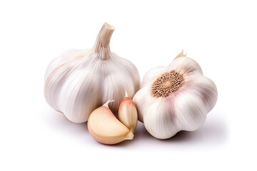 Fresh Garlic Bulbs Isolated on White Background for Culinary and Health-related Concepts. created with Generative AI