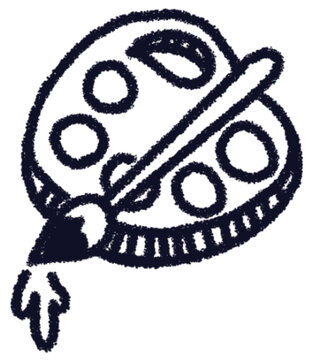 paint palette and brush sketch clip art preview
