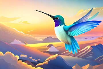 hummingbird and sunset