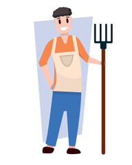 farmer, male rural character. agricultural worker, handyman, collective farmer, villager. vector simple cartoon character