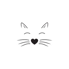 Cute cat logo isolated vector image