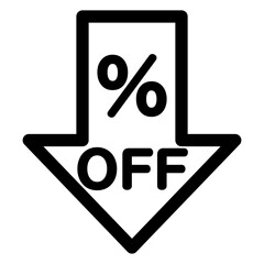 ショッピング、オフを表すラインスタイルのアイコン