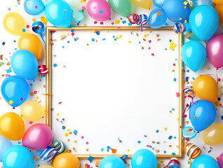 birthday party frame with balloons