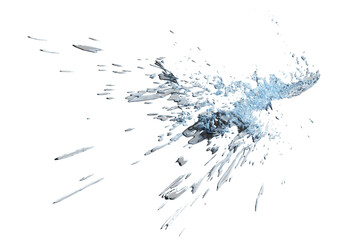 Naklejka premium 3d water splash transparent, clear blue water scattered around isolated. 3d render illustration