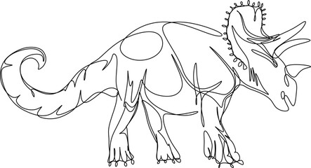 one line art. Jurassic park. one continuous line art of a triceratops © Rizal