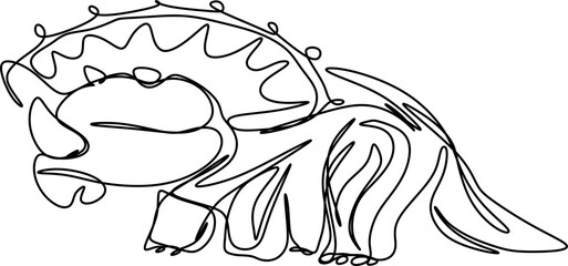 one line art. Jurassic park. one continuous line art of a triceratops © Rizal