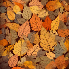 Fototapeta na wymiar Floral Pattern Of Autumn Leaves Illustration