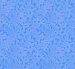 Blue abstract corals seamless pattern. Blobs and bubbles vector illustration background.