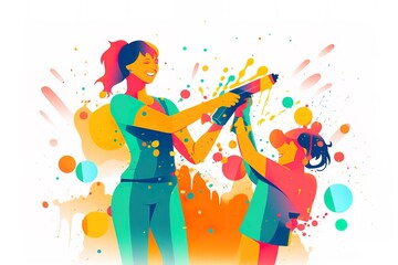Obraz na płótnie Canvas Mother and Child Bond. happy mothers day celebration .illustration. line drawing. Generative AI