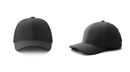 Black baseball cap front view templates isolated on white background for design mockups. created with Generative AI