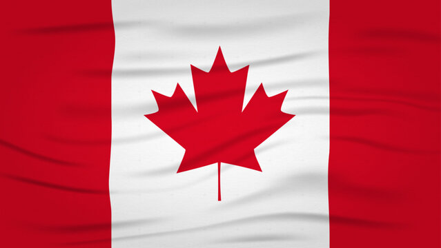 Realistic Canada flag vector with crumpled effect and fabric texture. Waving Canadian National Flag