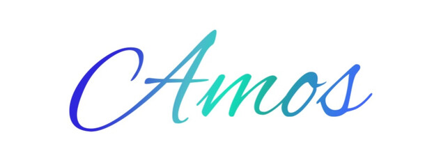 Amos - light blue and blue color - male name - ideal for websites, emails, presentations, greetings, banners, cards, books, t-shirt, sweatshirt, prints
