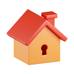 Home with Keyhole 3D Icon