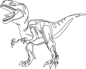 one line art. Jurassic park. one continuous line art of a Tyrannosaurus