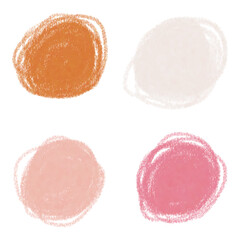 Color pencil round strokes set. Pactel colors circles. Kids hand drawn element. Grunge element for paper design. Banner for text.