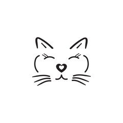 Cute cat logo isolated vector image