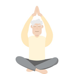 The Elderly People Old Man Yoga Pose Meditation Relaxed Body

