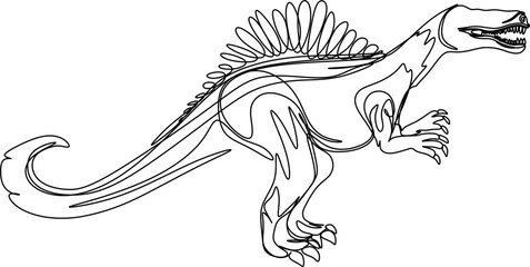 one line art. Jurassic park. one continuous line art of a Spinosaurus © Rizal