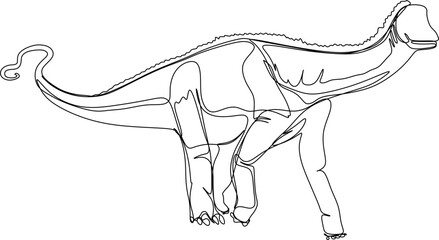 one line art. Jurassic park. one continuous line art of a Nigersaurus © Rizal