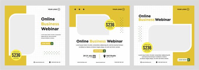 Digital marketing live webinar and corporate social media post or template banner