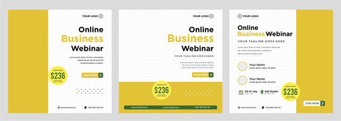 Digital marketing live webinar and corporate social media post or template banner