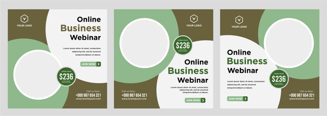 Digital marketing live webinar and corporate social media post or template banner