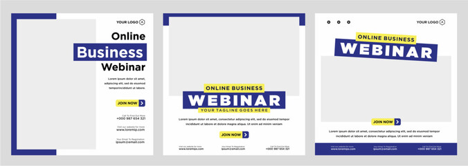 Digital marketing live webinar and corporate social media post or template banner