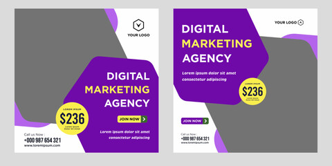 Digital marketing live webinar and corporate social media post or template banner