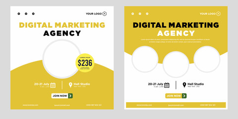 Digital marketing live webinar and corporate social media post or template banner