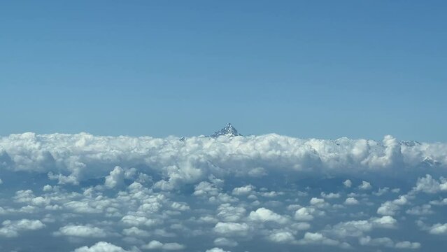 Monte Cervino from above: a pilot&rsquo;s perspective shot from a jet cockpit descending to Turin&rsquo;s airport. 6000m high.