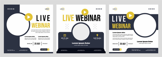 Digital marketing live webinar and corporate social media post or template banner