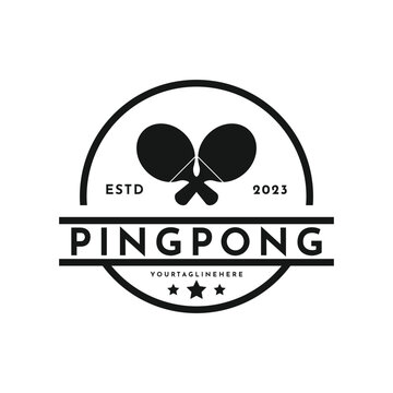 Vintage ping pong logo design with hipster drawing style