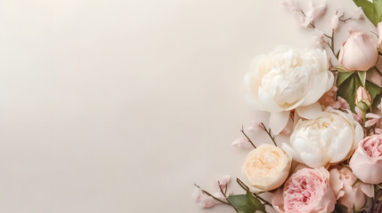 Floral wedding invitations with blank space