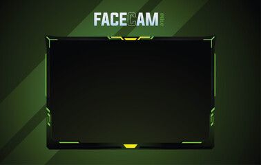 Gaming facecam overlay border for different live streaming platforms for gamers and players. neon Green futuristic png frame makes it look cool and tech friendly. Best suited for fps games