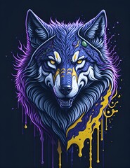 Splash art a wolf head white background