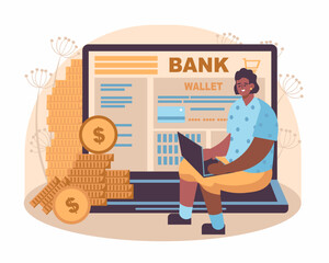 Control of financial accounts online. Digital wallet. Money management online