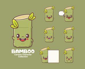 bamboo cartoon character vector illustration