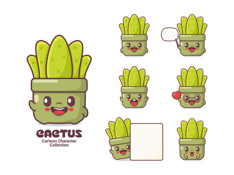 cactus cartoon character vector illustration